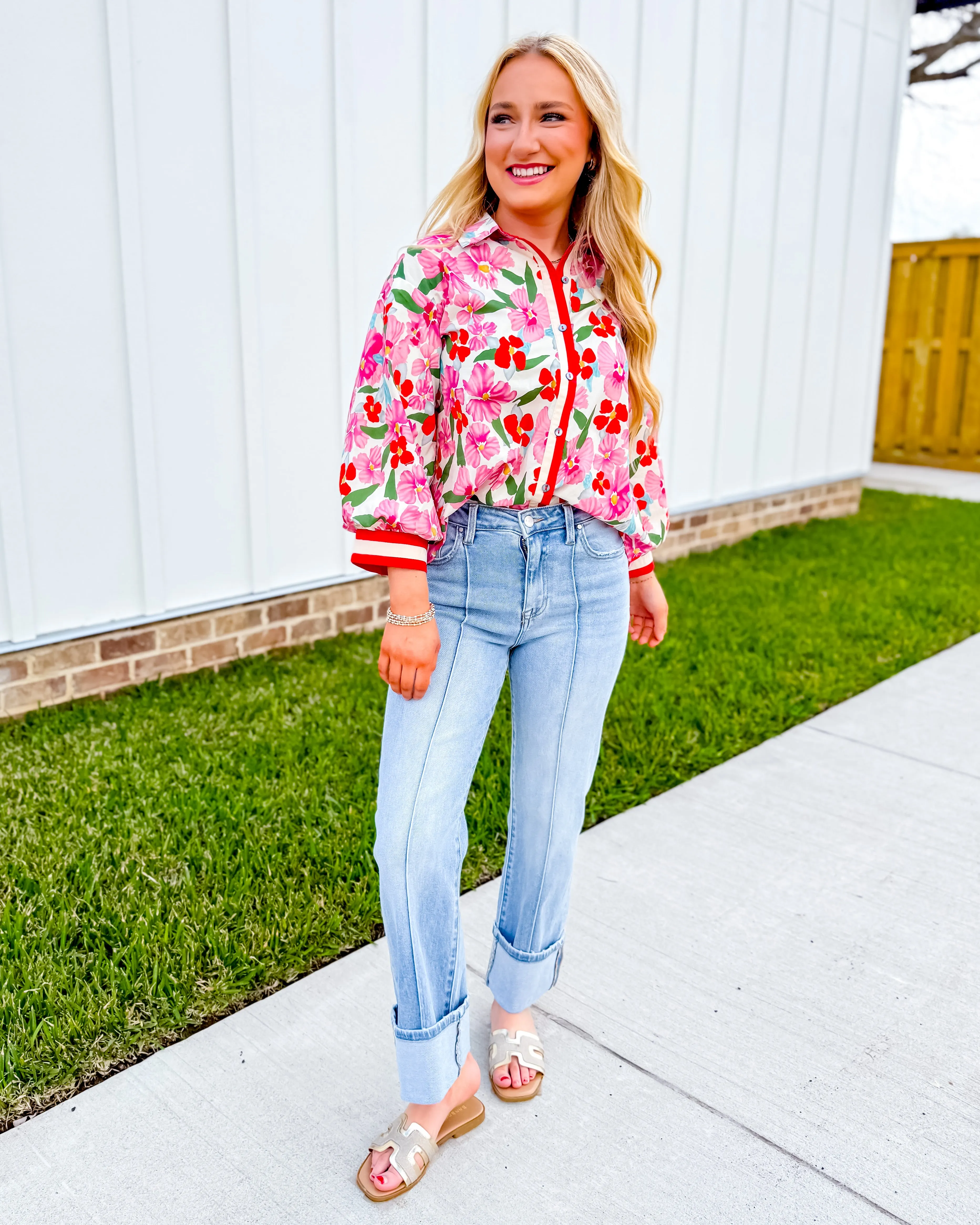 Ribbon Detail Button Down Top