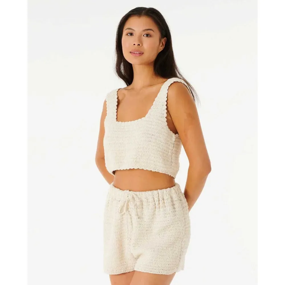 RIP CURL OCEANS TOGETHER CROCHET TOP OFF WHITE