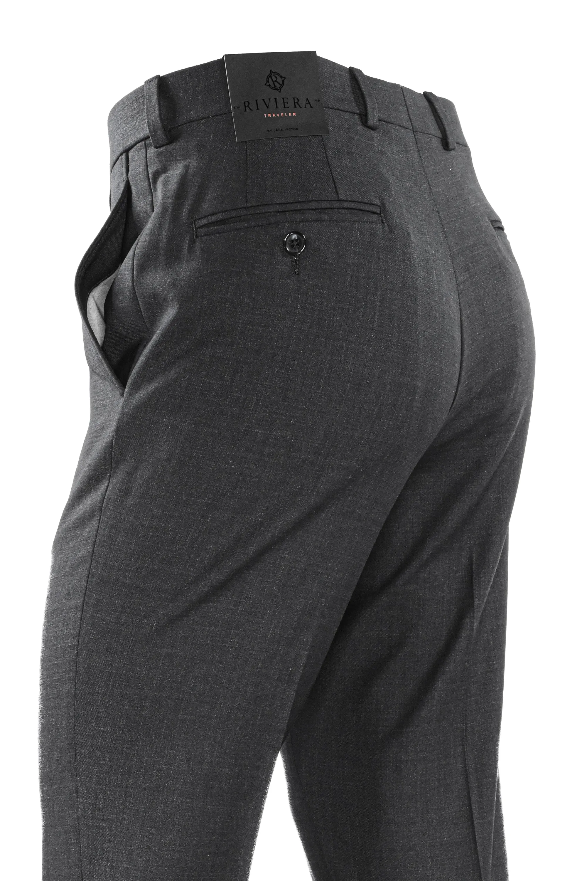Riviera Traveler Flat Front Dress Pants Gray