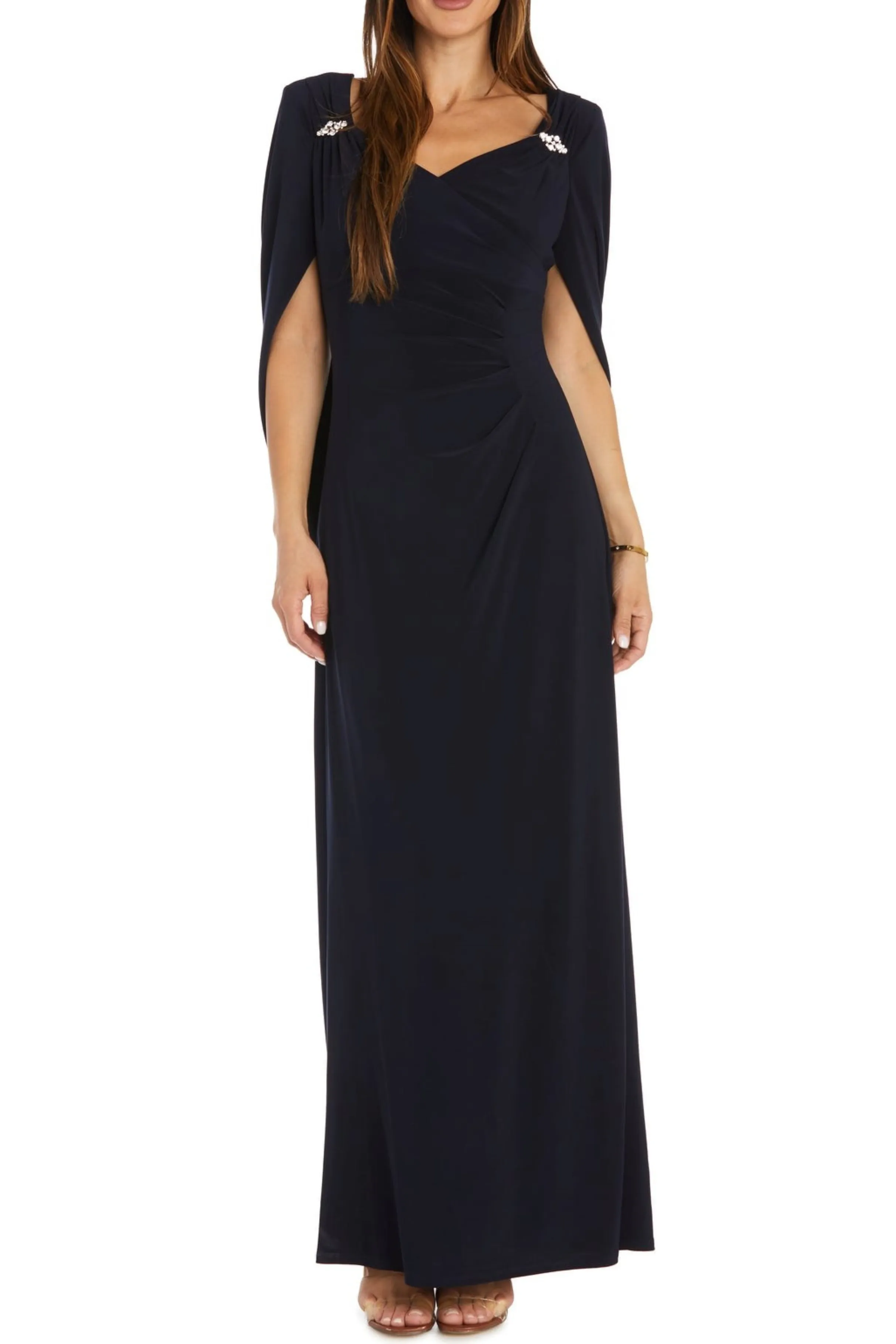 RM Richards 5899 Draped Shawl Sleeve Long Evening Dress