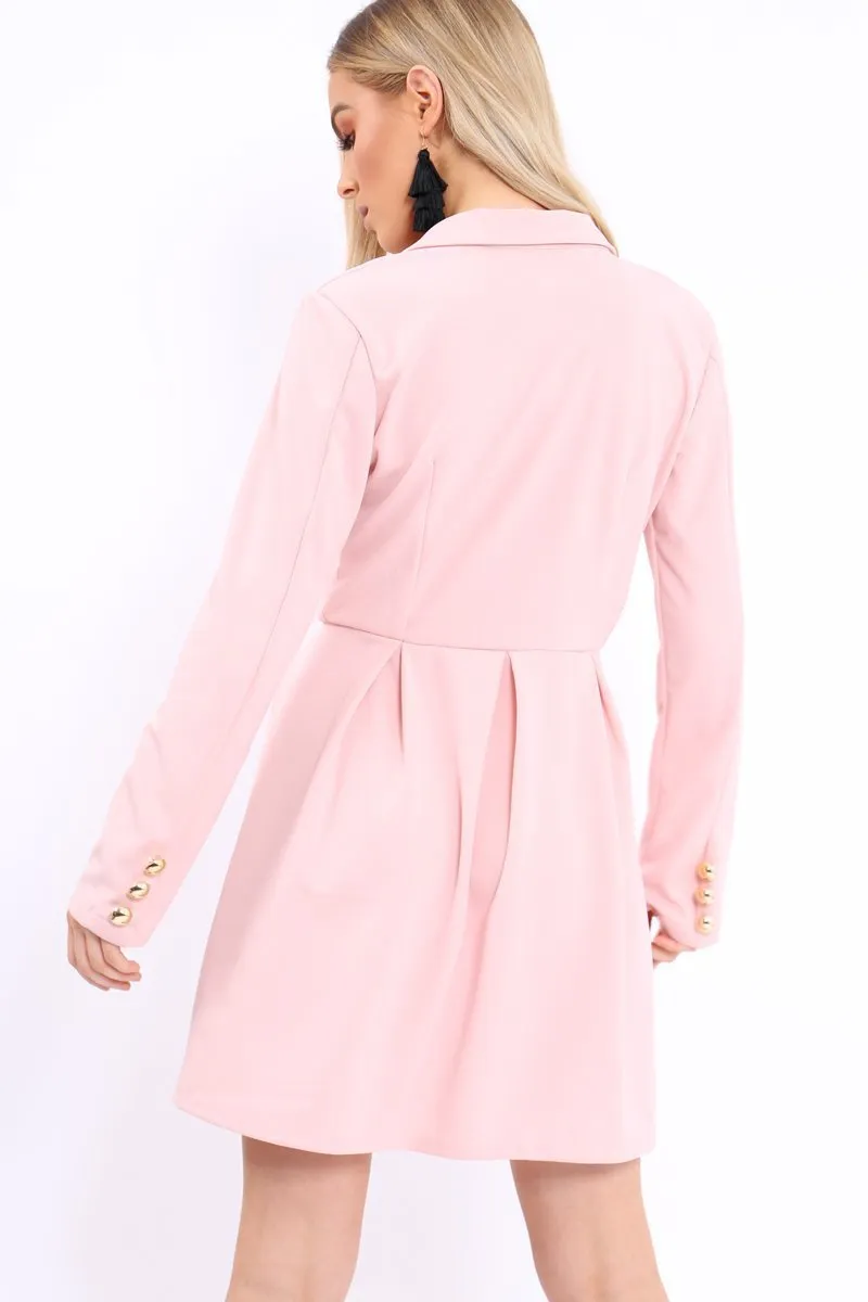 Rose Button Detail Blazer Dress - Kayleigh