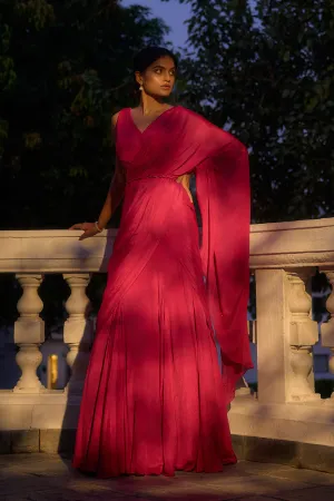 Rose Draped Saree Set