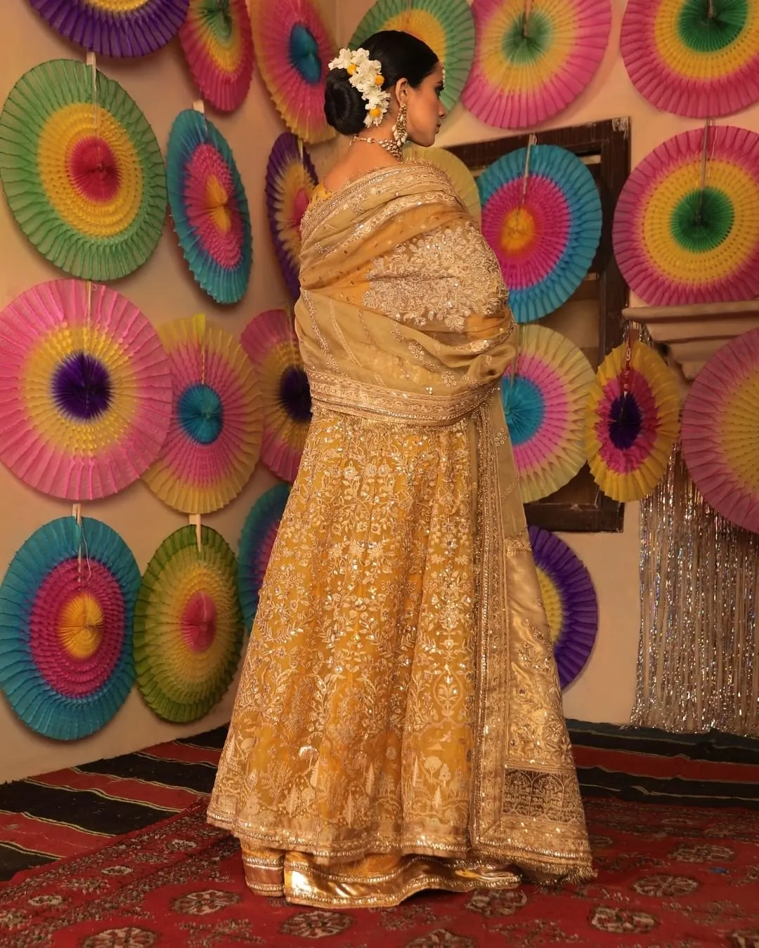 Royal Anarkali Frock Sharara Yellow Mehndi Dress #BS813