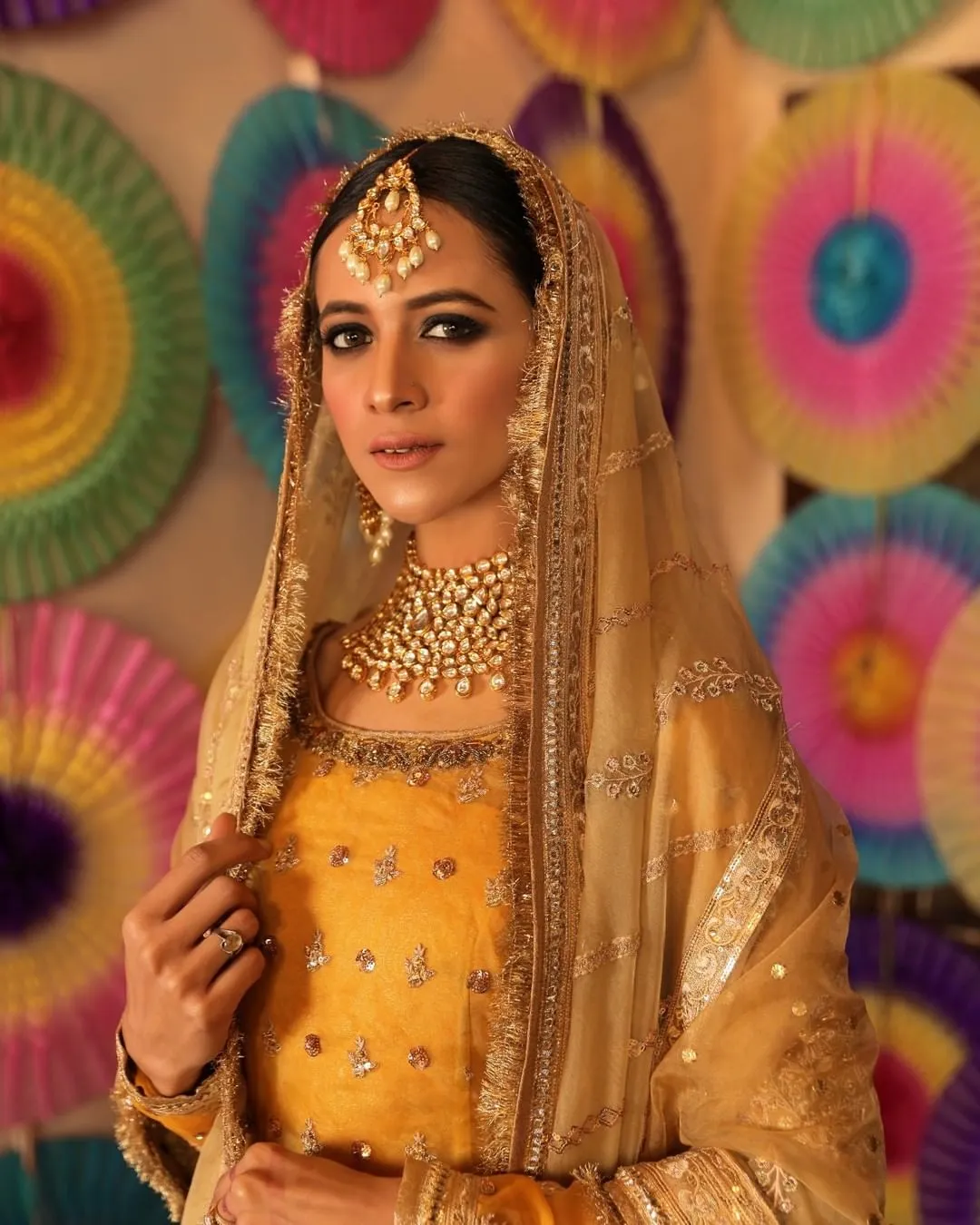 Royal Anarkali Frock Sharara Yellow Mehndi Dress #BS813