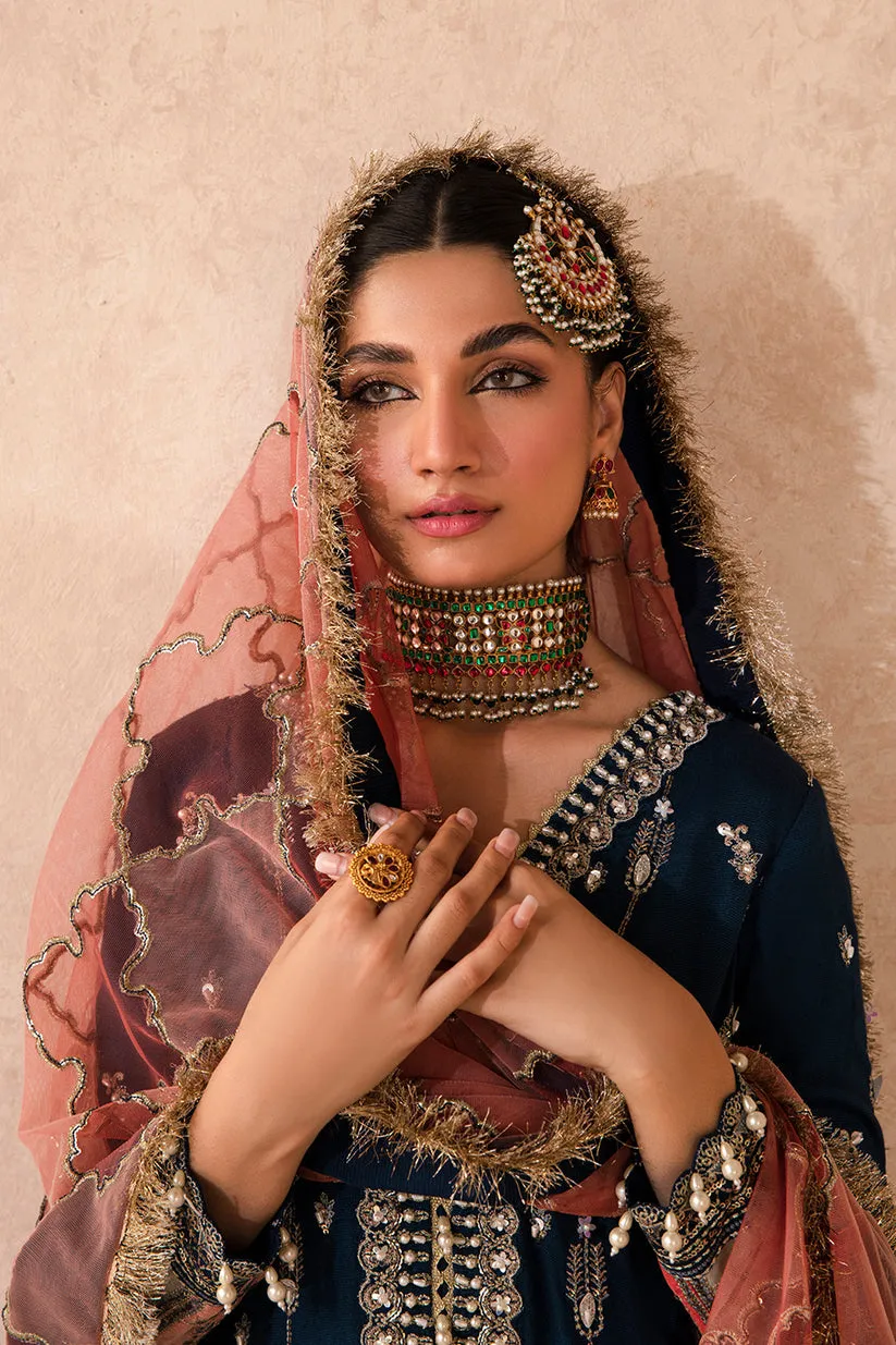 Royal Blue Embroidered Pakistani Kameez Sharara with Dupatta Suit