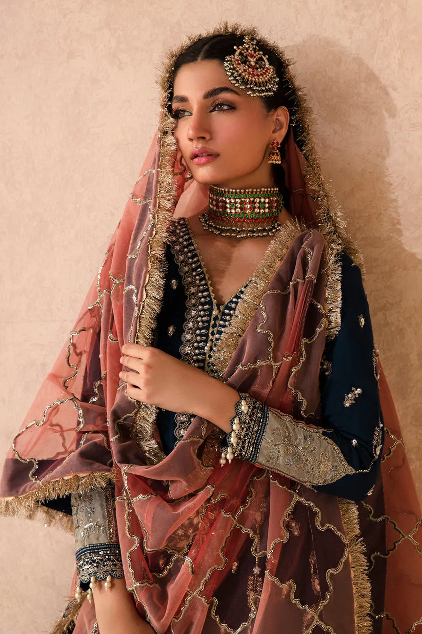 Royal Blue Embroidered Pakistani Kameez Sharara with Dupatta Suit