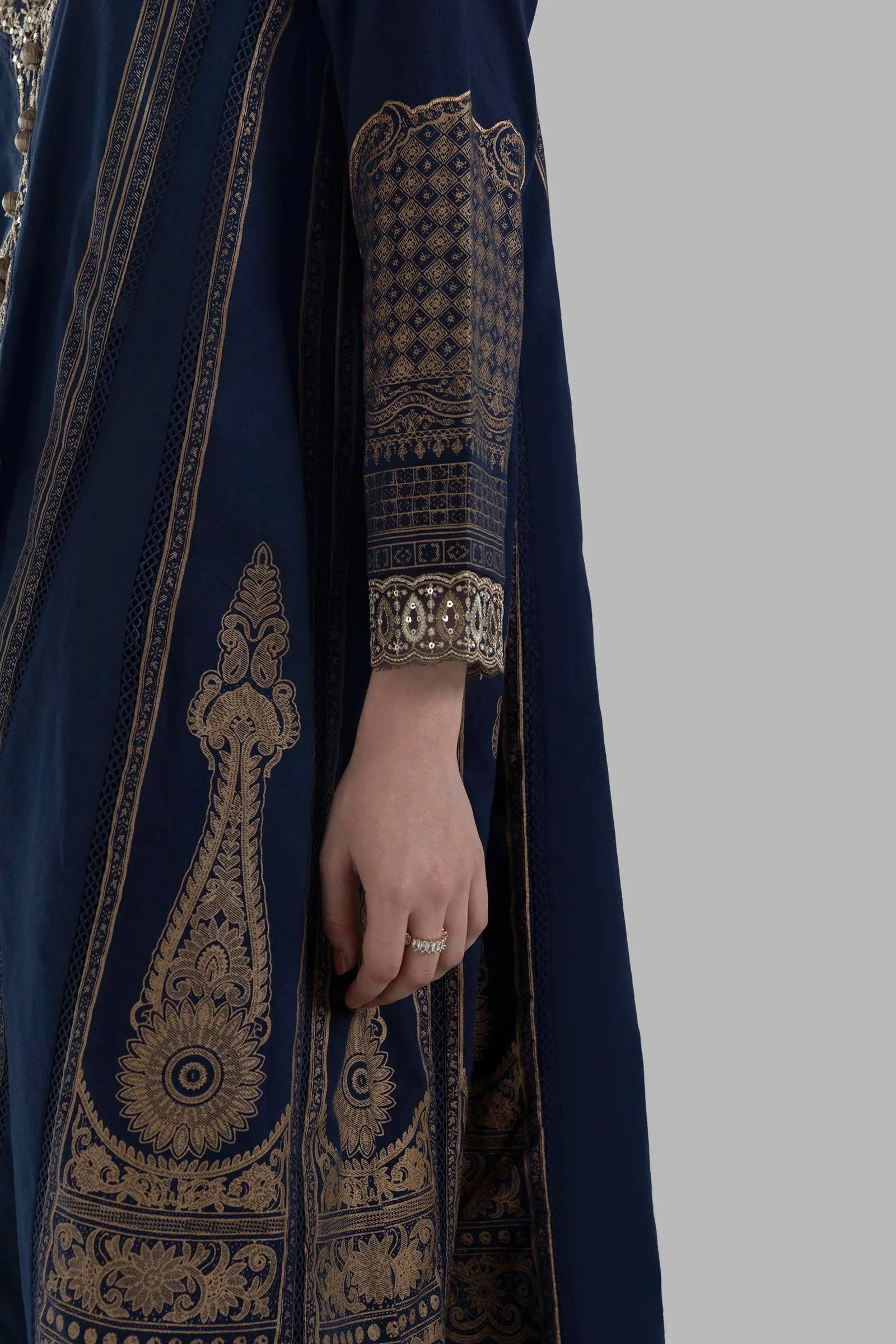 Royal Navy Blue Ready To Wear Lawn Basic A Line Pakistani Salwar Suit