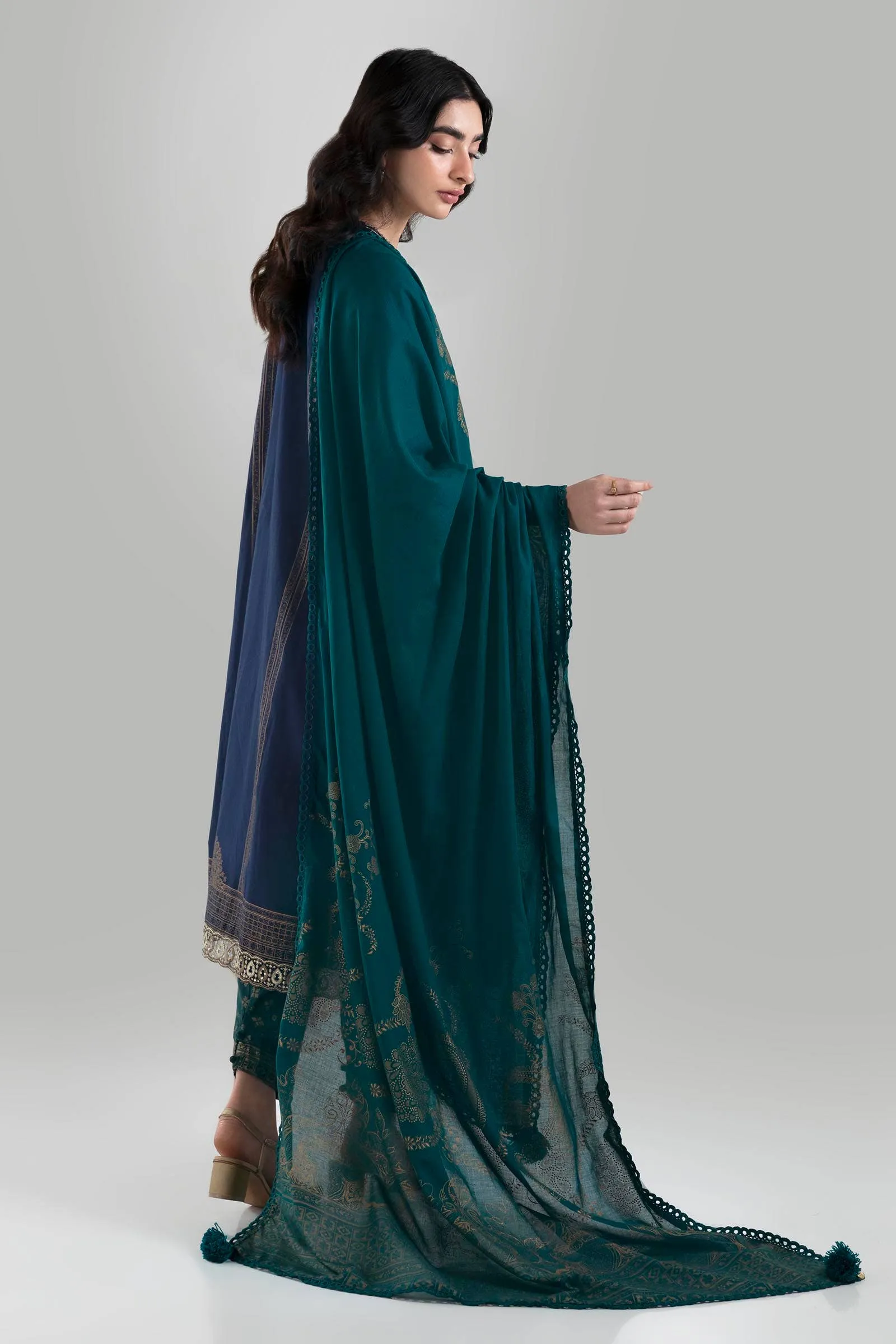 Royal Navy Blue Ready To Wear Lawn Basic A Line Pakistani Salwar Suit