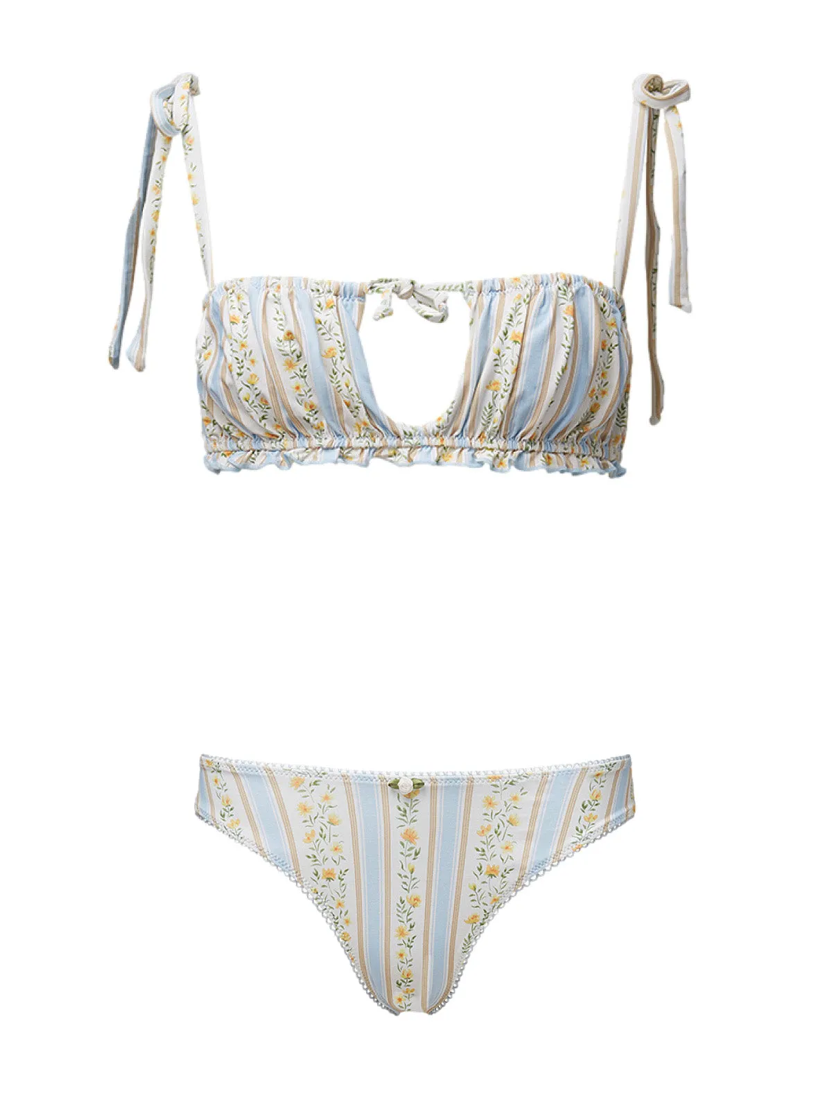 Ruched Ruffled Bikini-Rosette Scoop Bikini ::RET