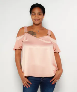 Ruffled Cold Shoulder Top