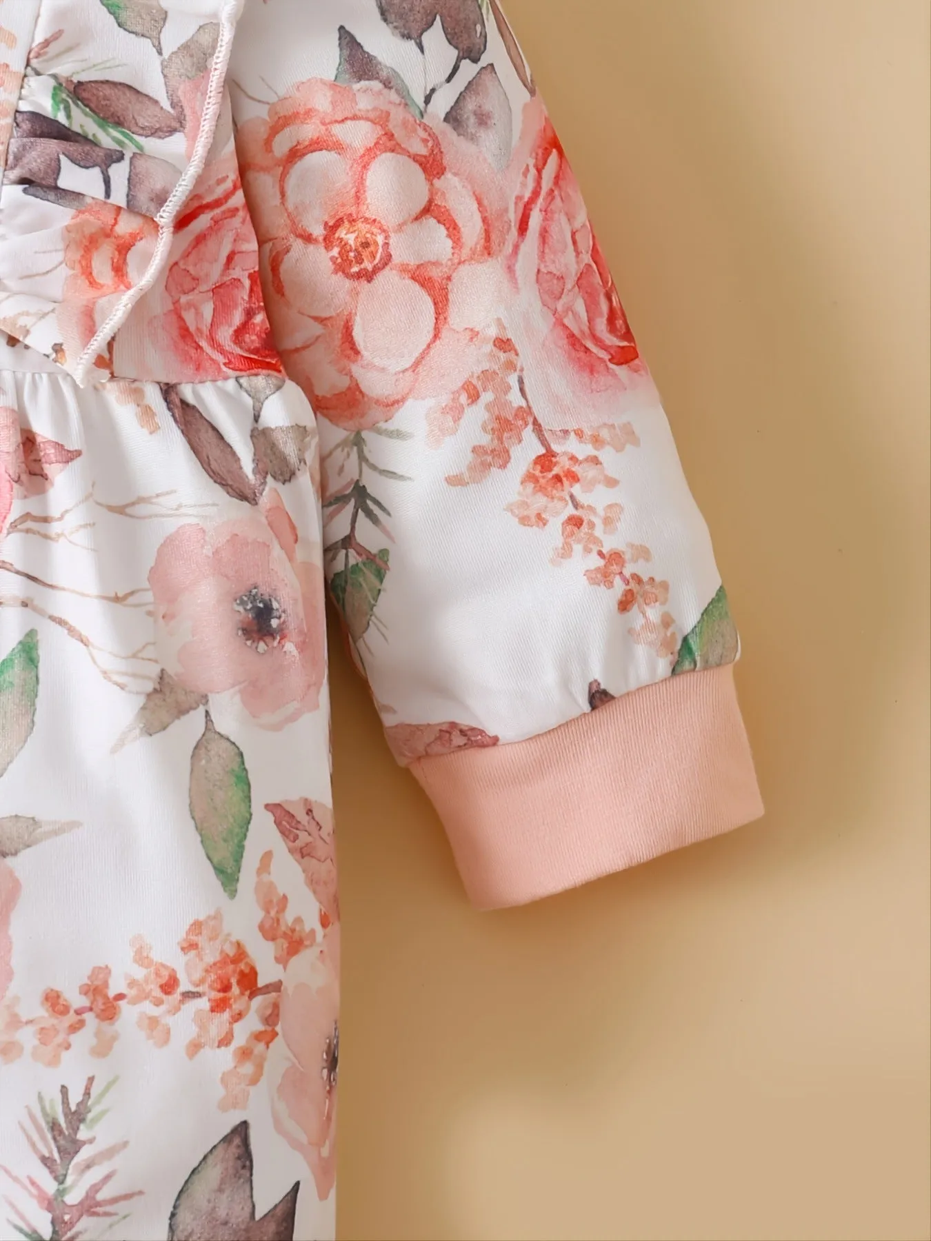 Ruffled Floral Round Neck Jumpsuit with Headband