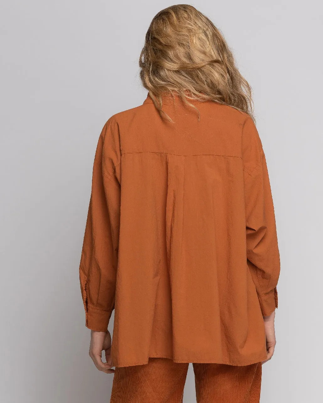 Ruffled Highneck Half-Button Shirt