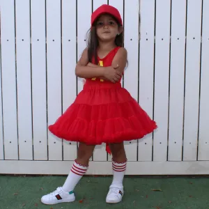 Ruffled Tulle Tutu Skirt for Toddlers - Red
