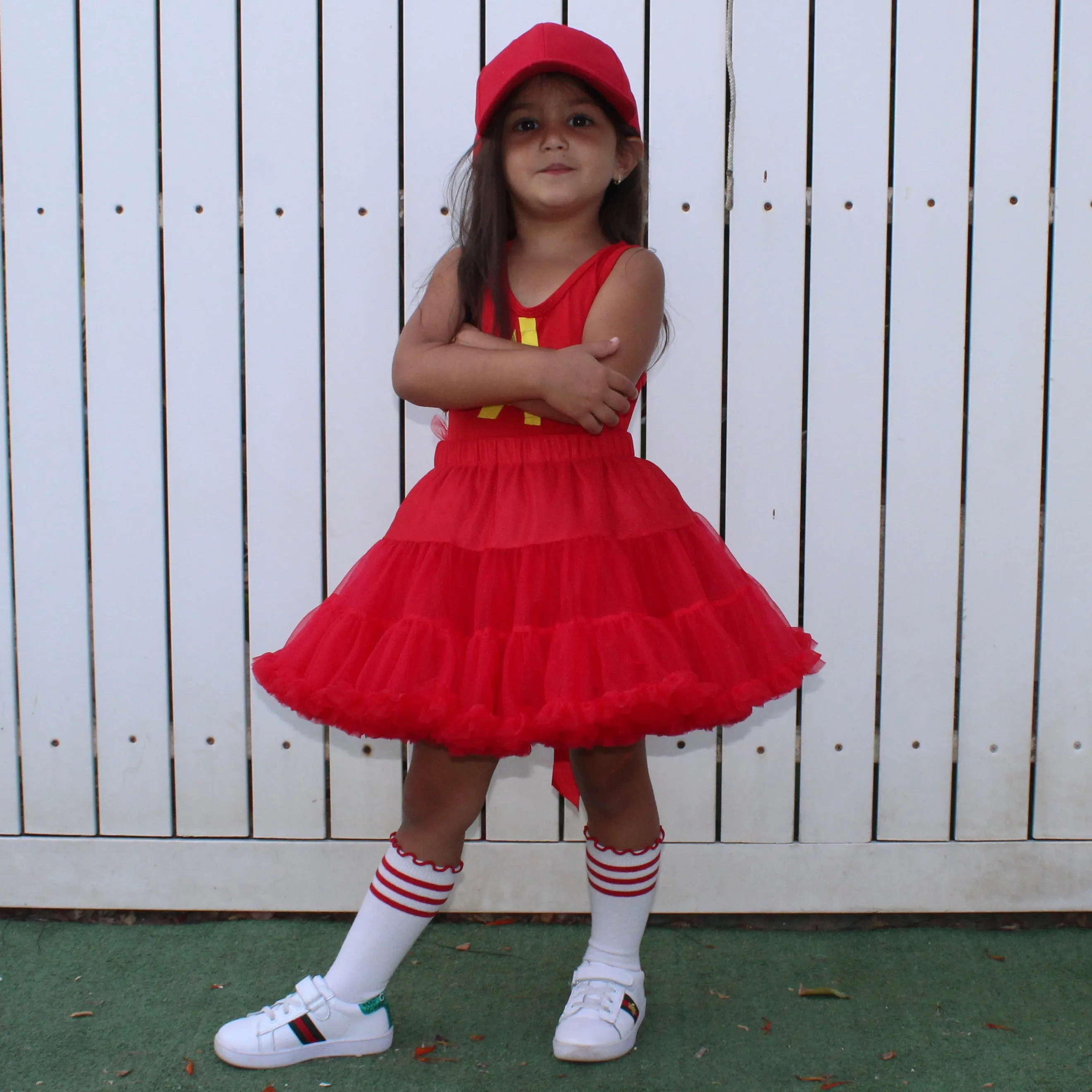Ruffled Tulle Tutu Skirt for Toddlers - Red