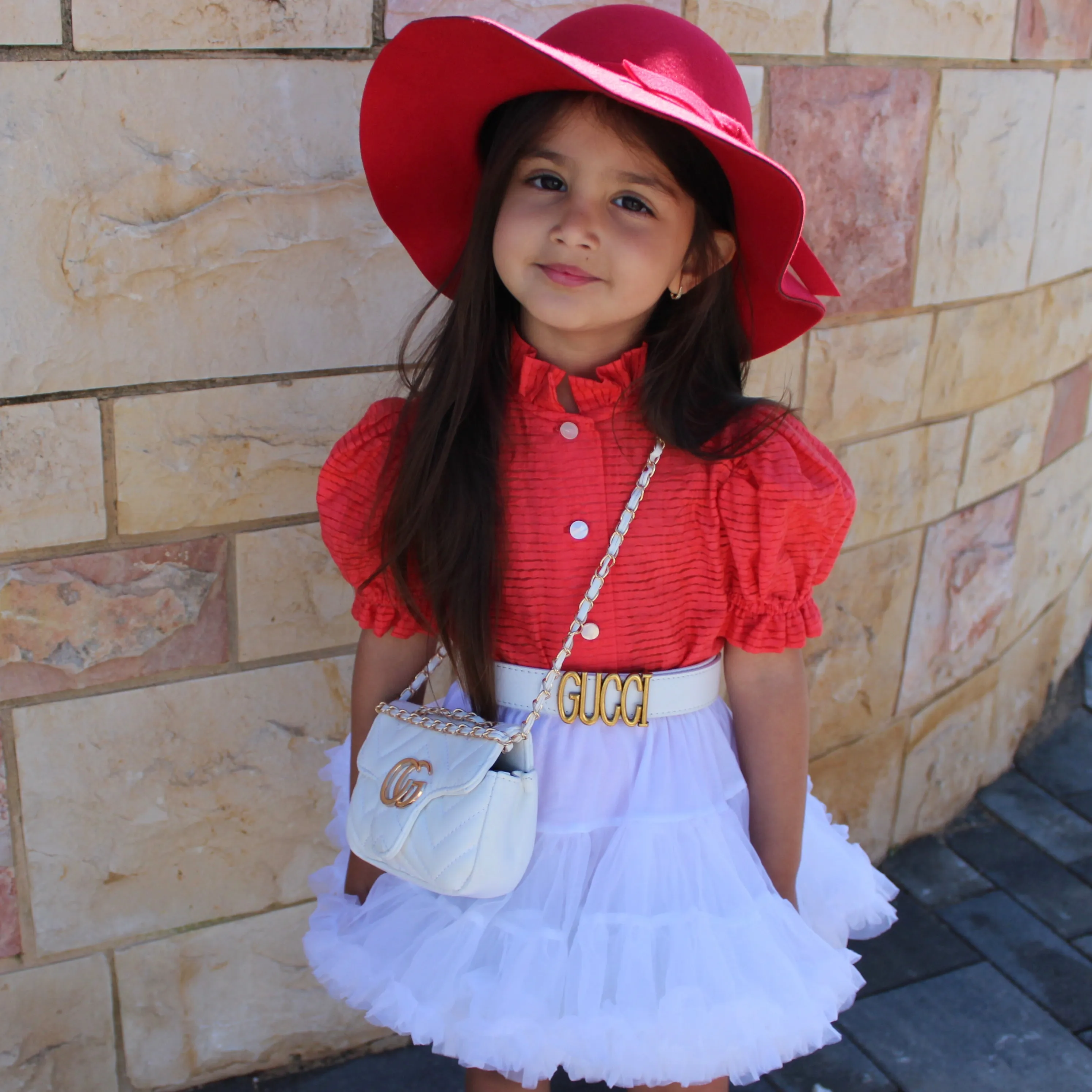 Ruffled Tulle Tutu Skirt for Toddlers - Red