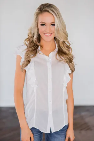 Ruffled Up Cutie Top - White
