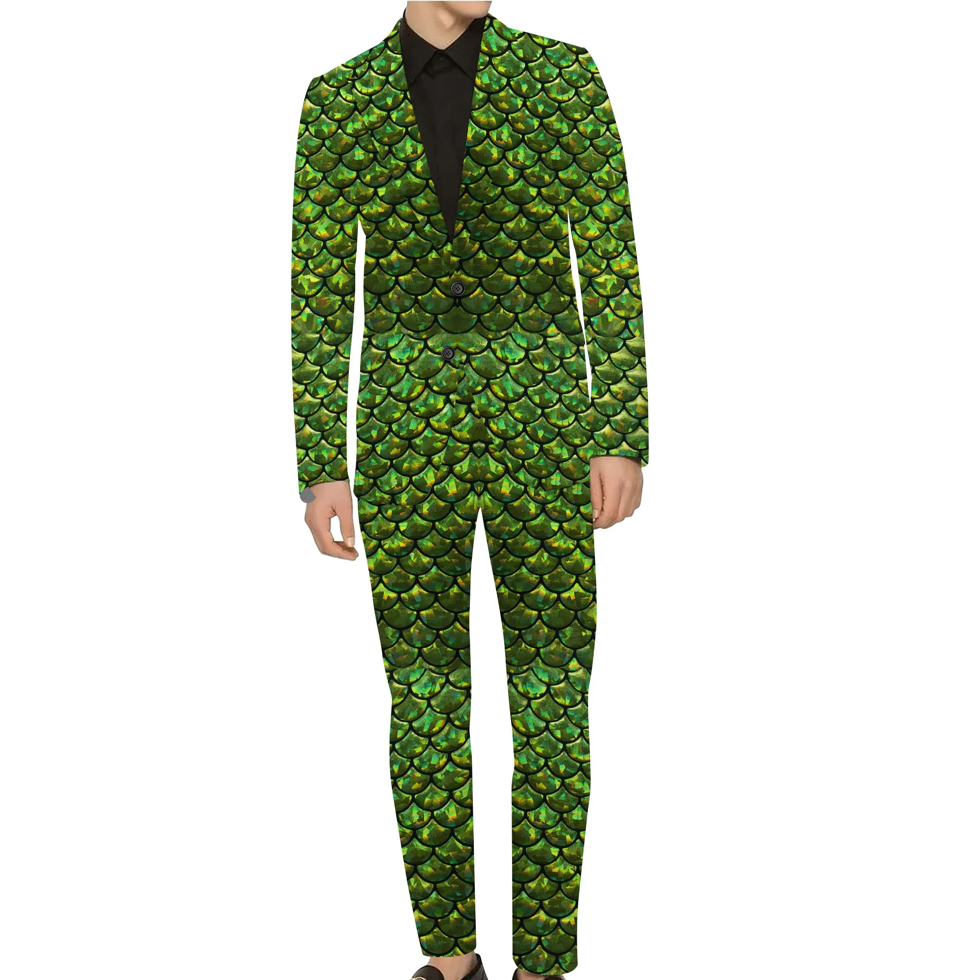 Rulercosplay Mermaid Scales Men Jacket Slim 2 Button Blazer Pants For Party