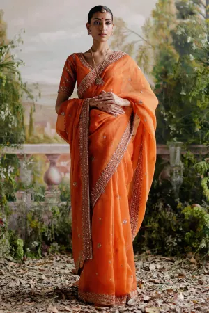 Rust Orange Saree Set