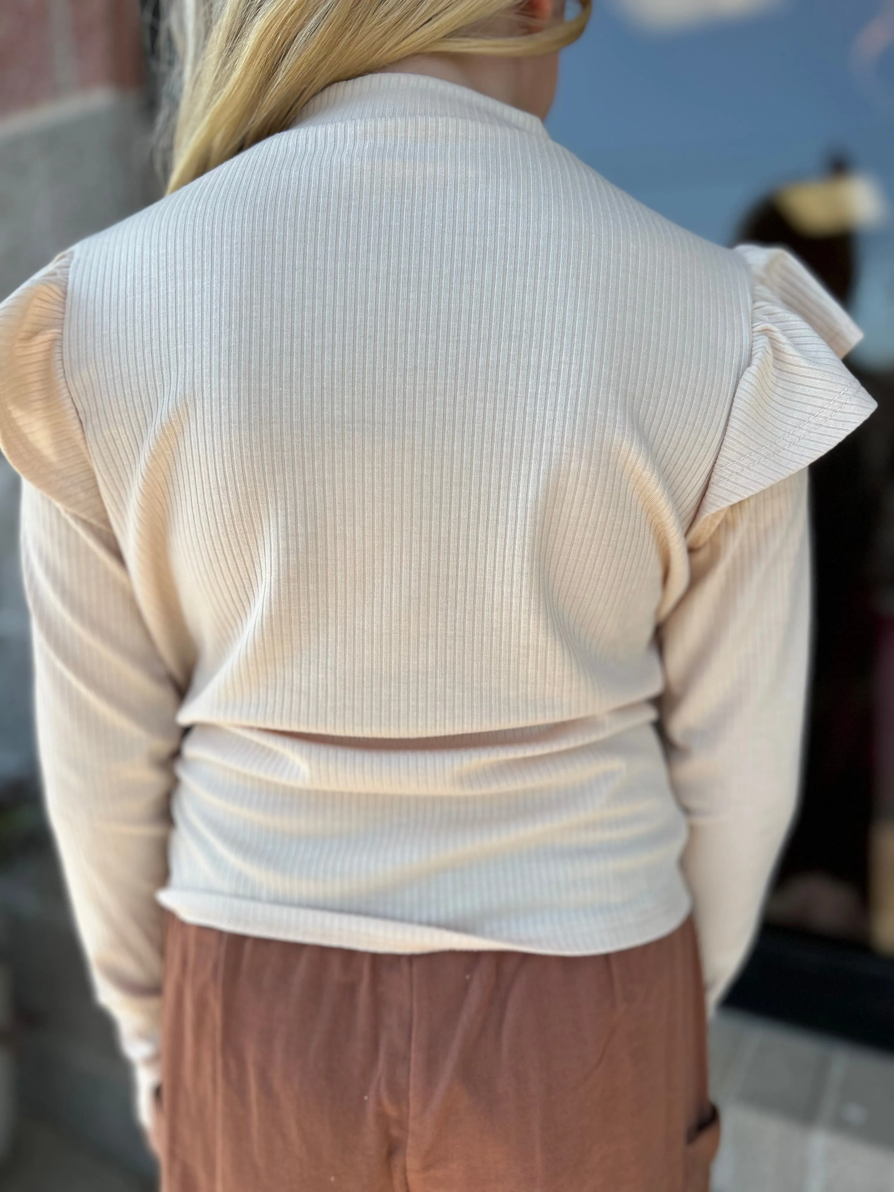 S&S - Girls Ruffle Sleeve Knit Top