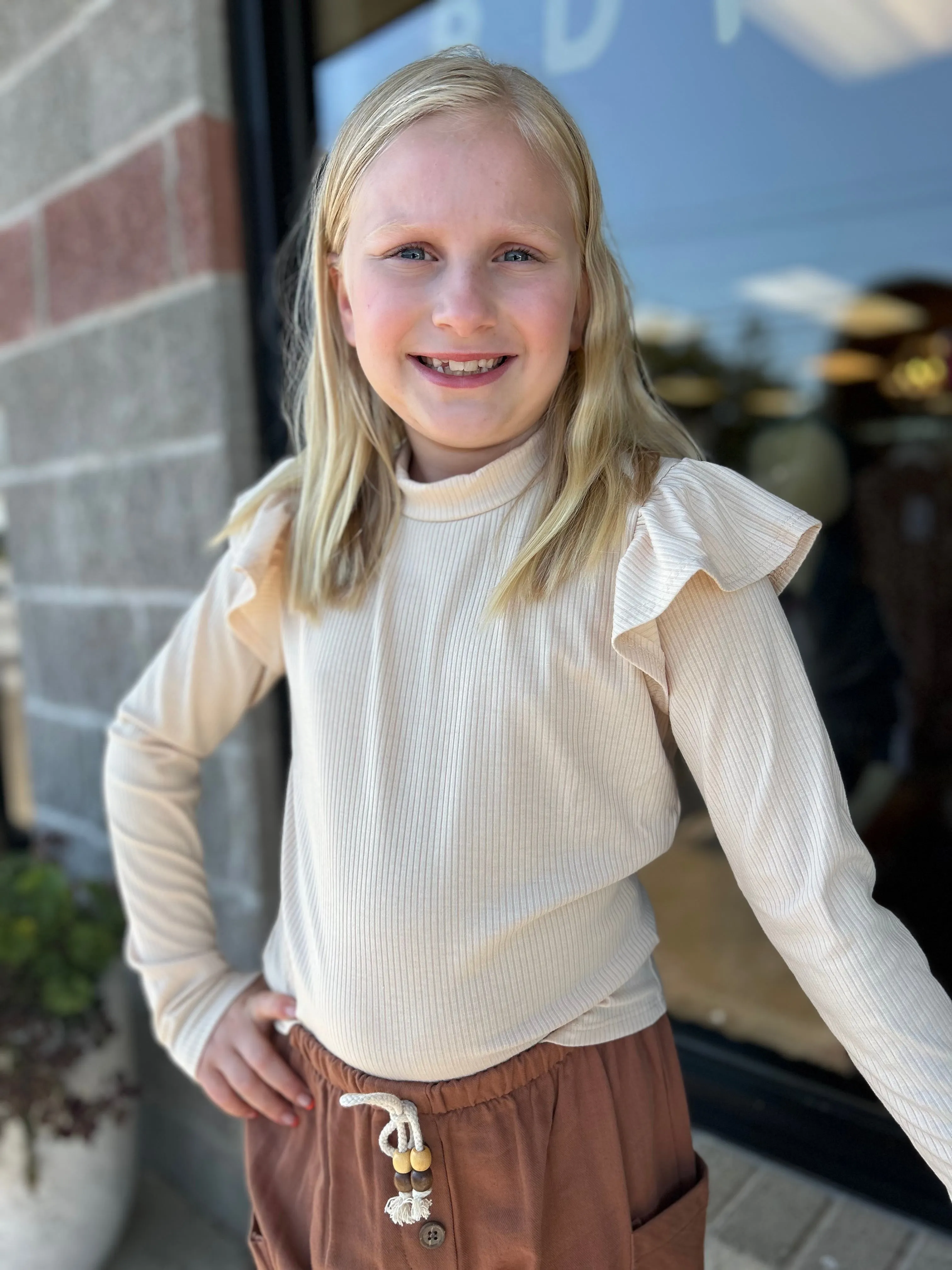 S&S - Girls Ruffle Sleeve Knit Top