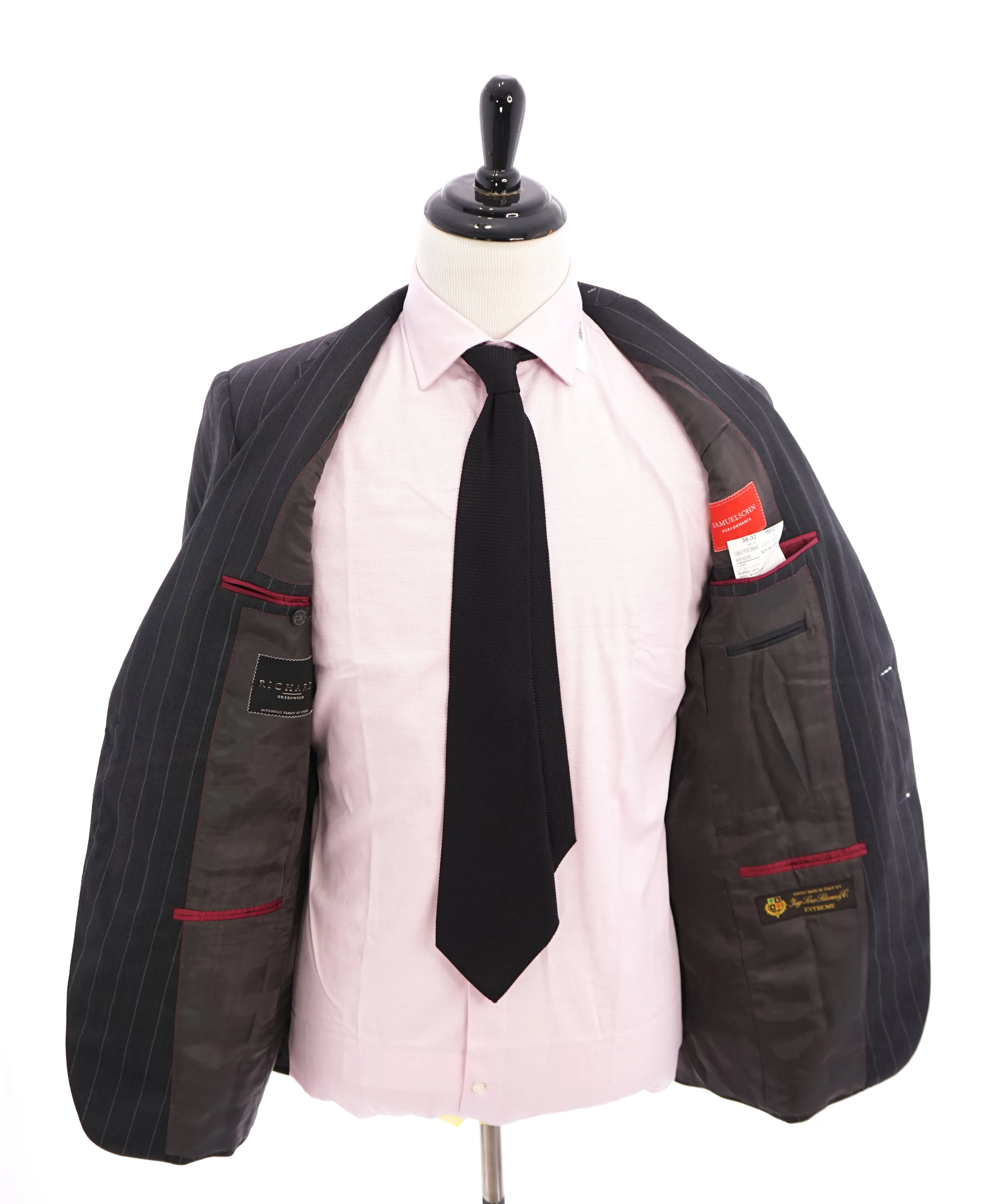 SAMUELSOHN - LORO PIANA "Extreme" Super 120’s Chalk Stripe Suit - 38R