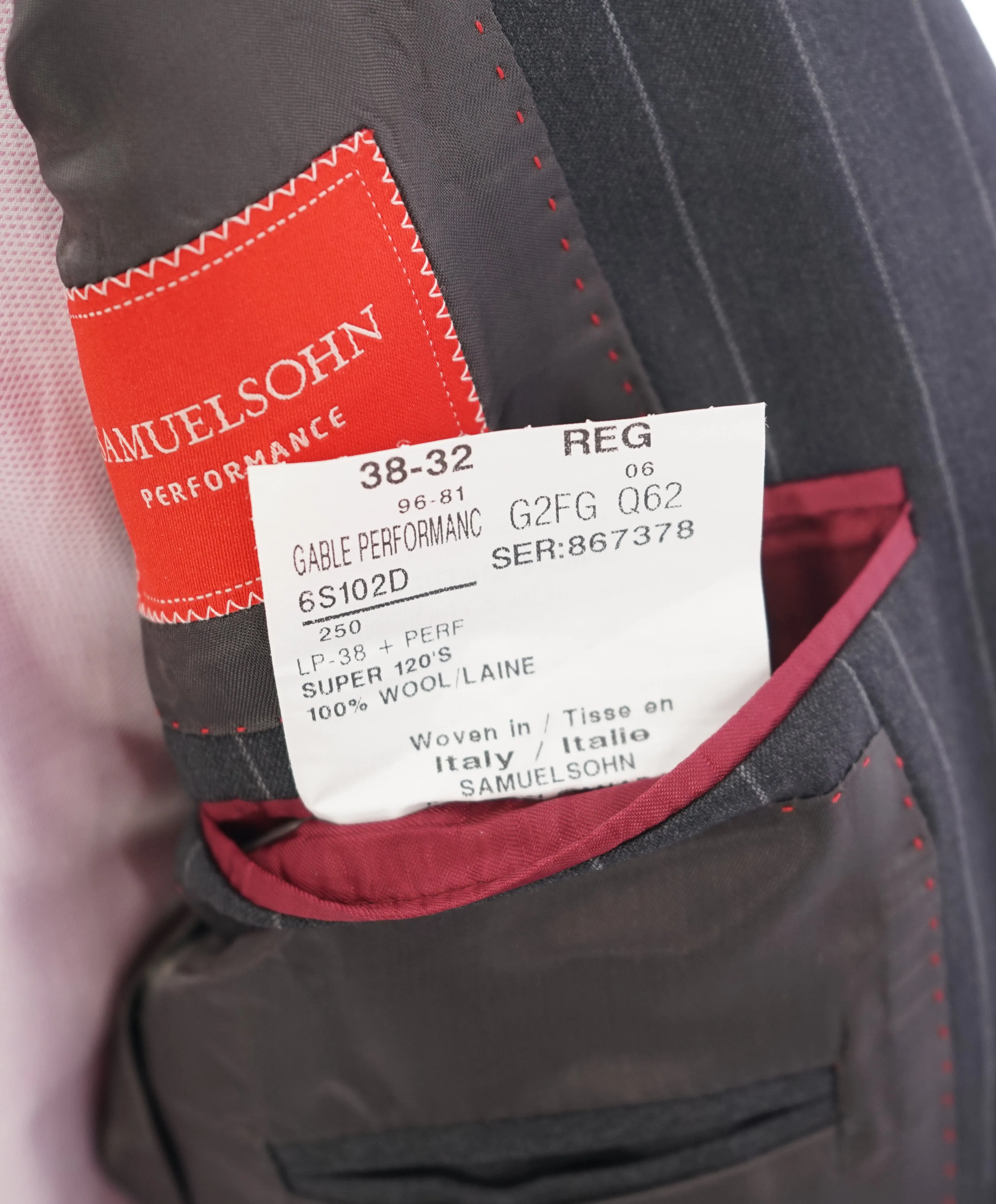 SAMUELSOHN - LORO PIANA "Extreme" Super 120’s Chalk Stripe Suit - 38R