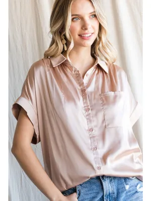 Satin Button Down Blouse