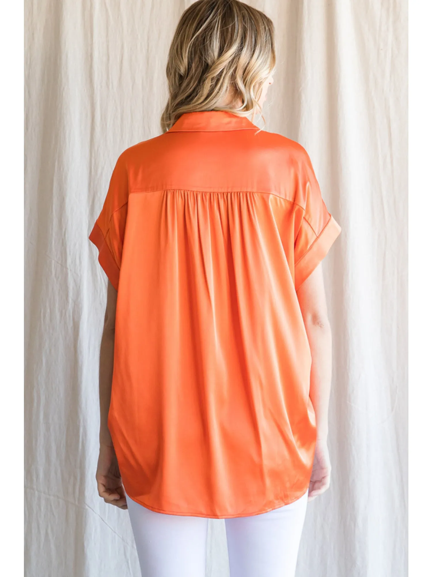 Satin Button Down Blouse