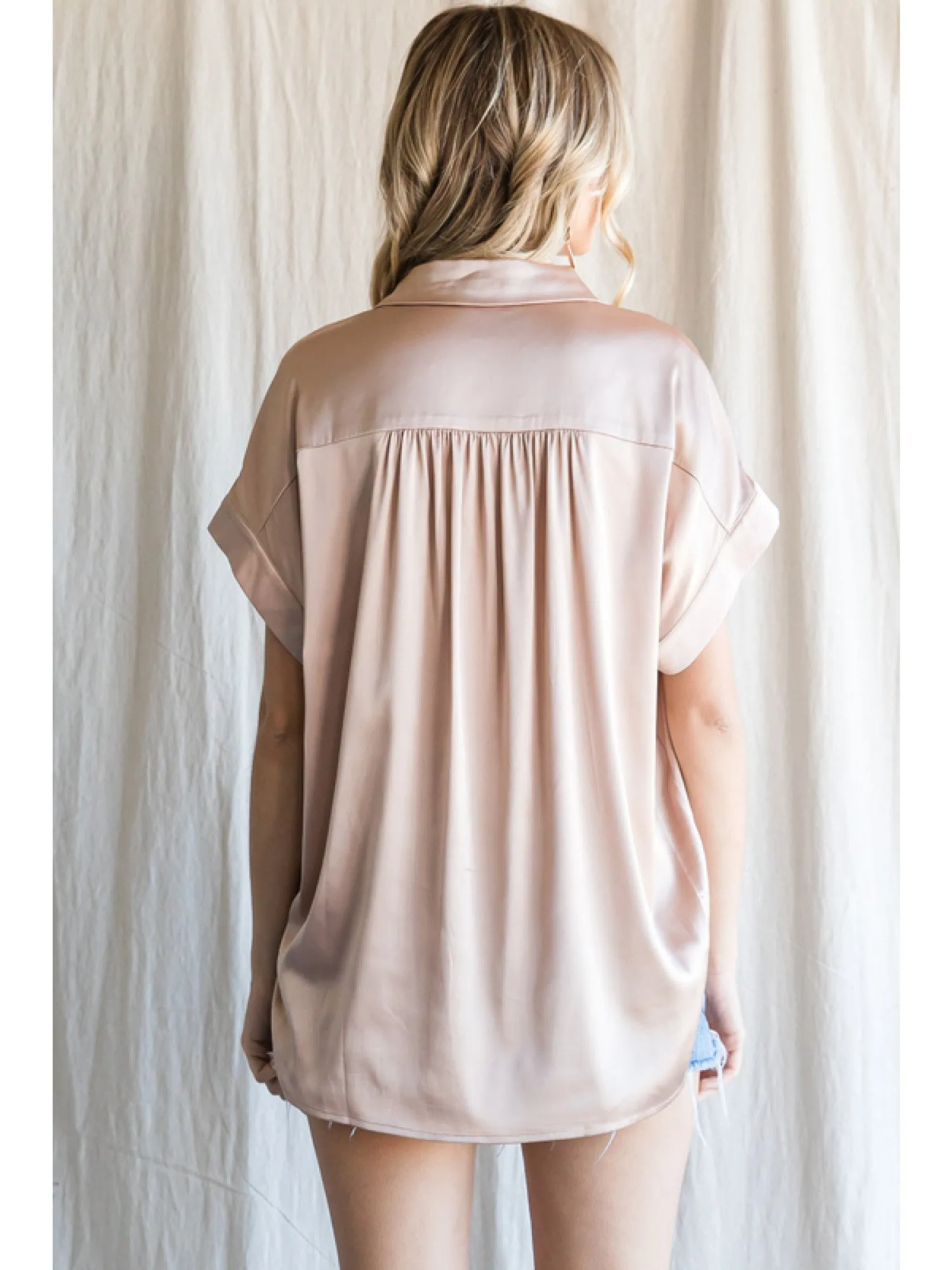 Satin Button Down Blouse