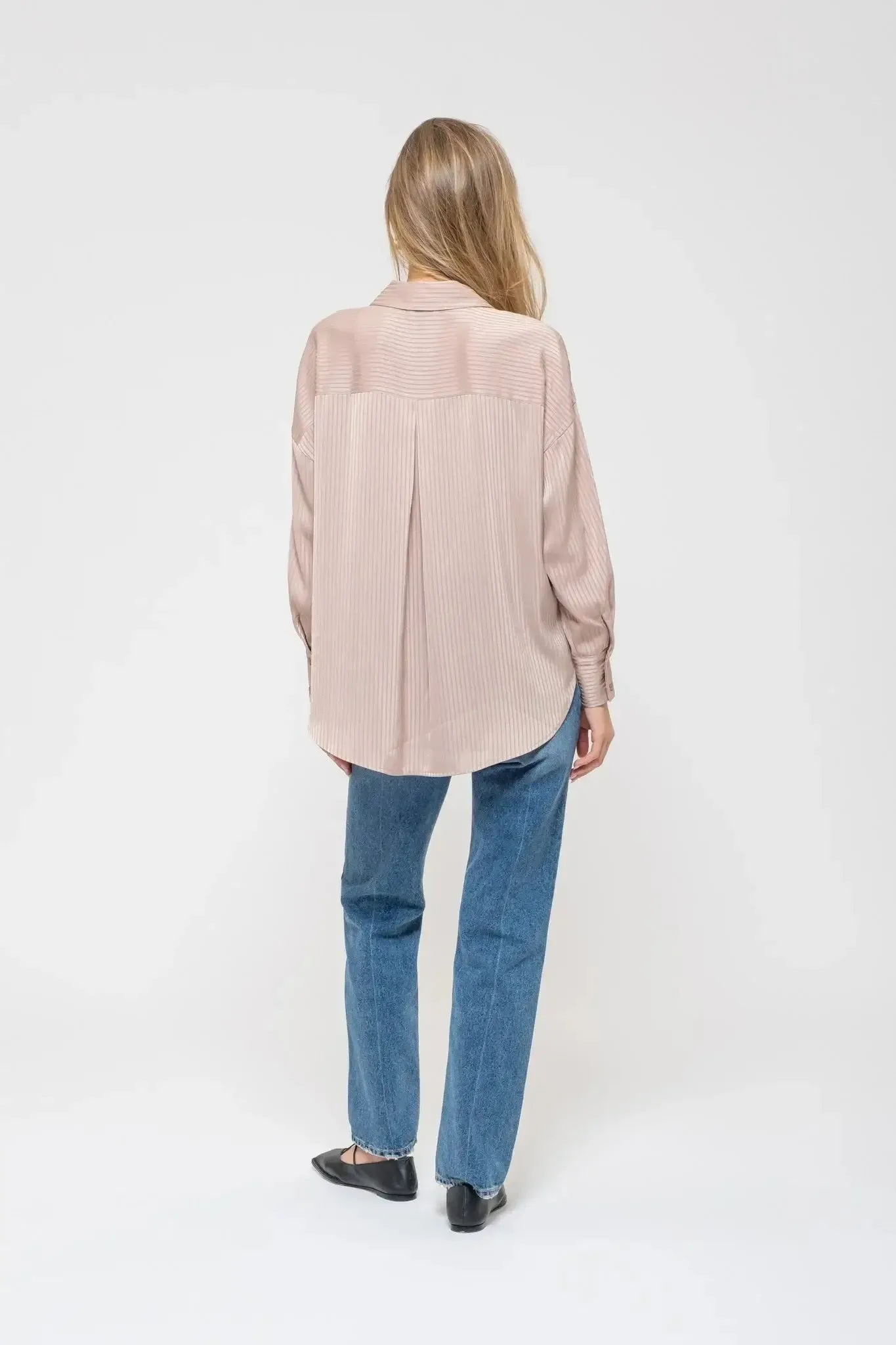 SATIN PINSTRIPE BUTTON UP TOP
