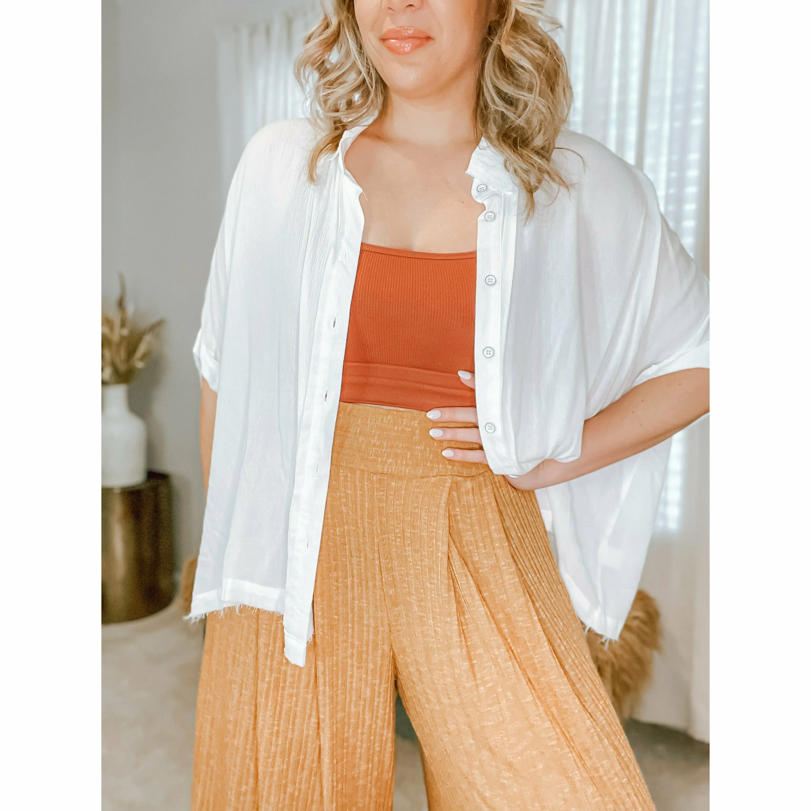 Scarlet Button Down Top