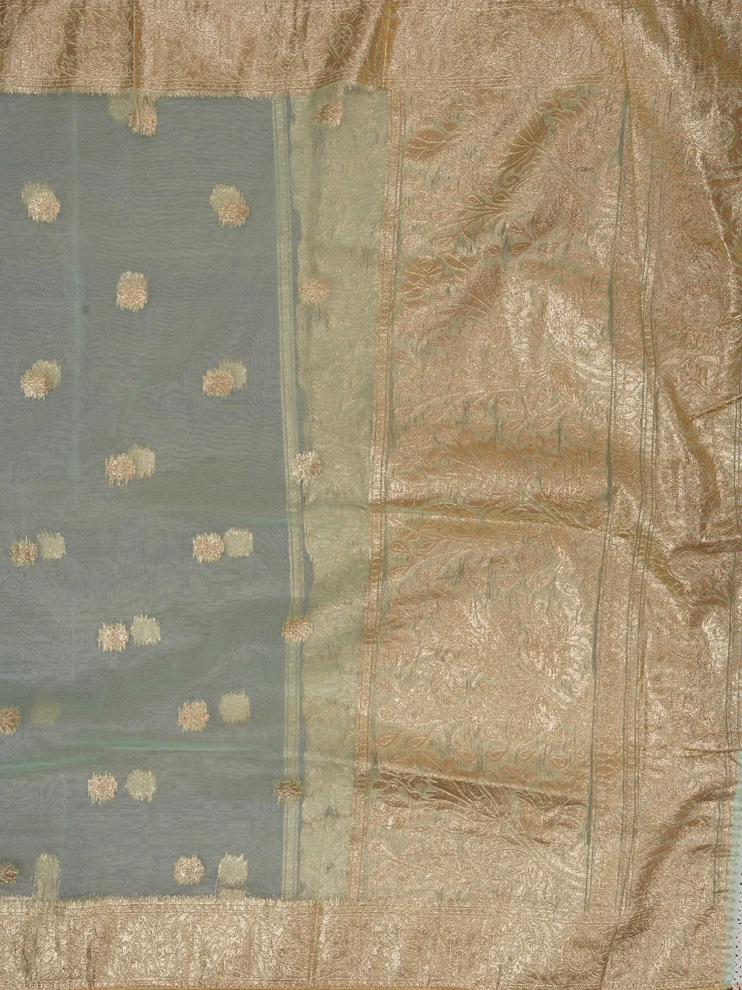Sea Green Unstitched Embellished Cotton Blend Dress Material with Dupatta