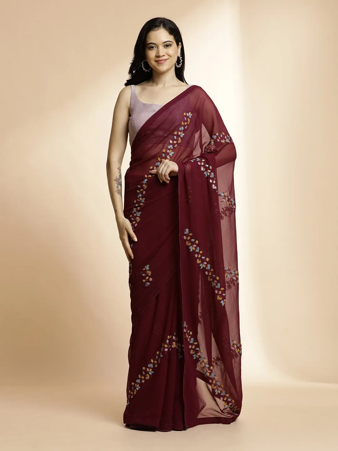 Sequin Work Party Wear Fancy Saree