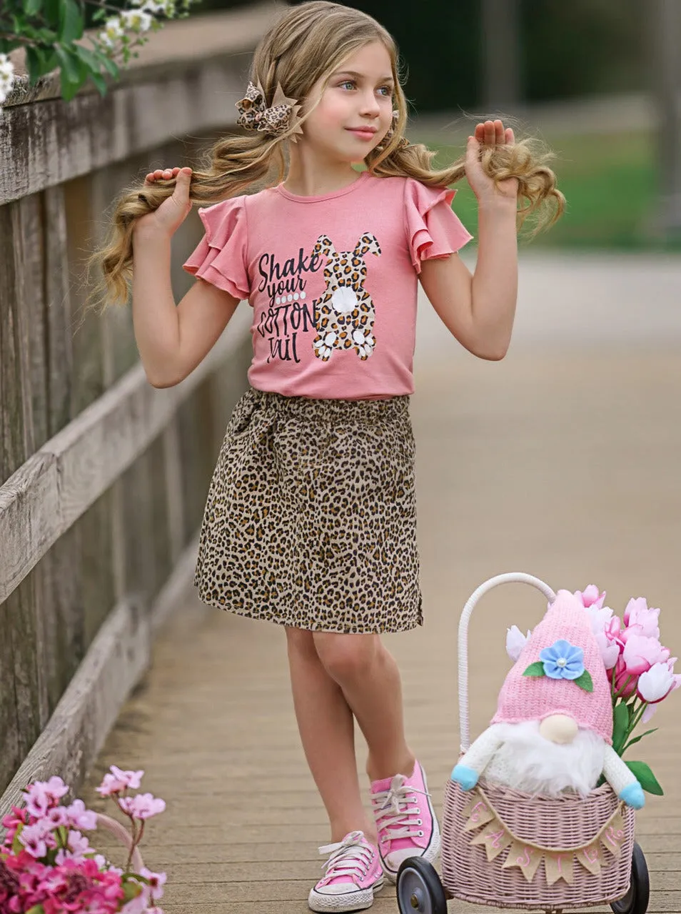 Shake Your Cotton Tail Leopard Skirt Set