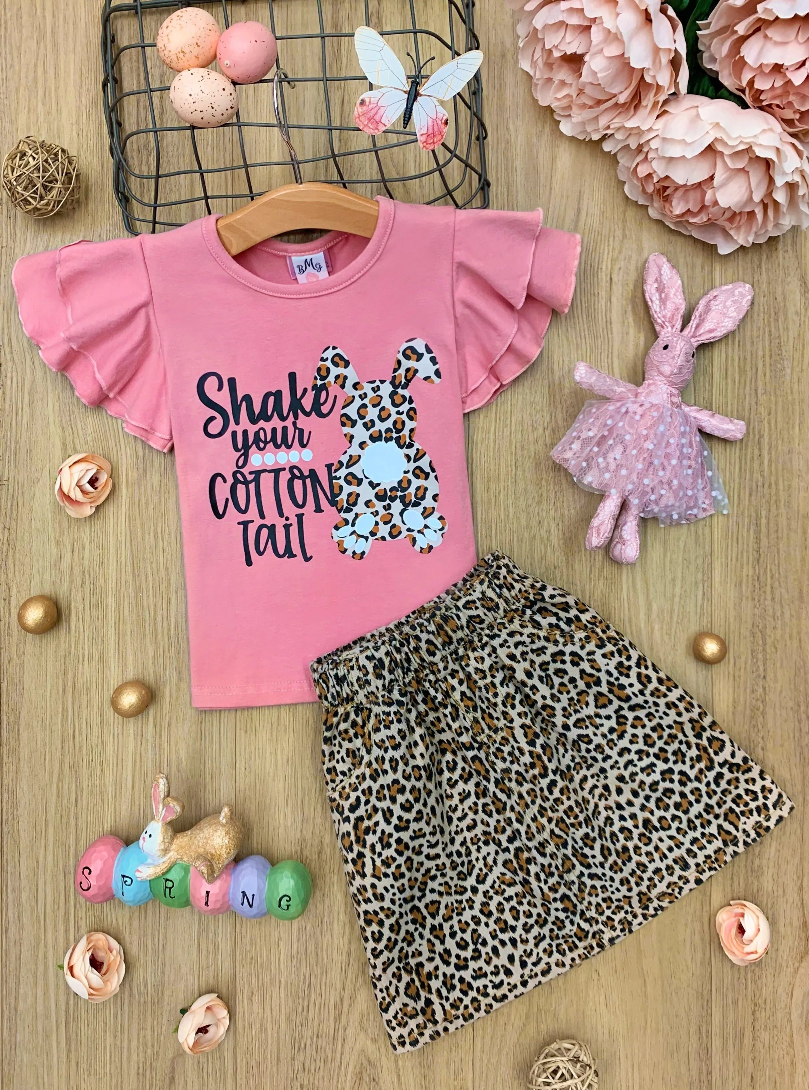Shake Your Cotton Tail Leopard Skirt Set