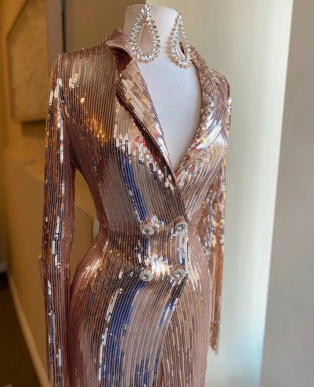 Shingle Sparkle Button Blazer Dress
