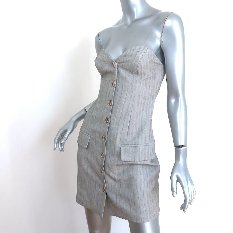 Showpo Maryanne Strapless Mini Dress & Blazer Set Gray Pinstripe Size US 2 NEW