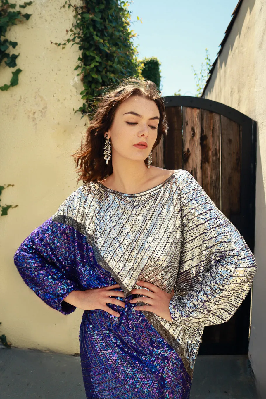 Silk Striped Sequin Dress