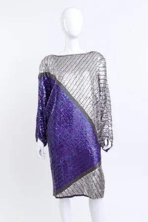 Silk Striped Sequin Dress