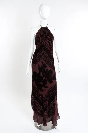 Silk Velvet Bias Halter Dress
