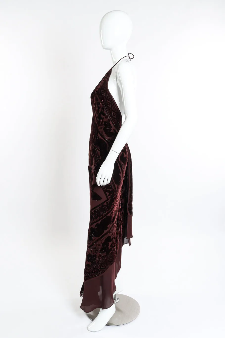 Silk Velvet Bias Halter Dress