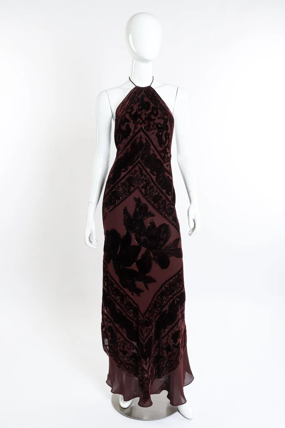 Silk Velvet Bias Halter Dress