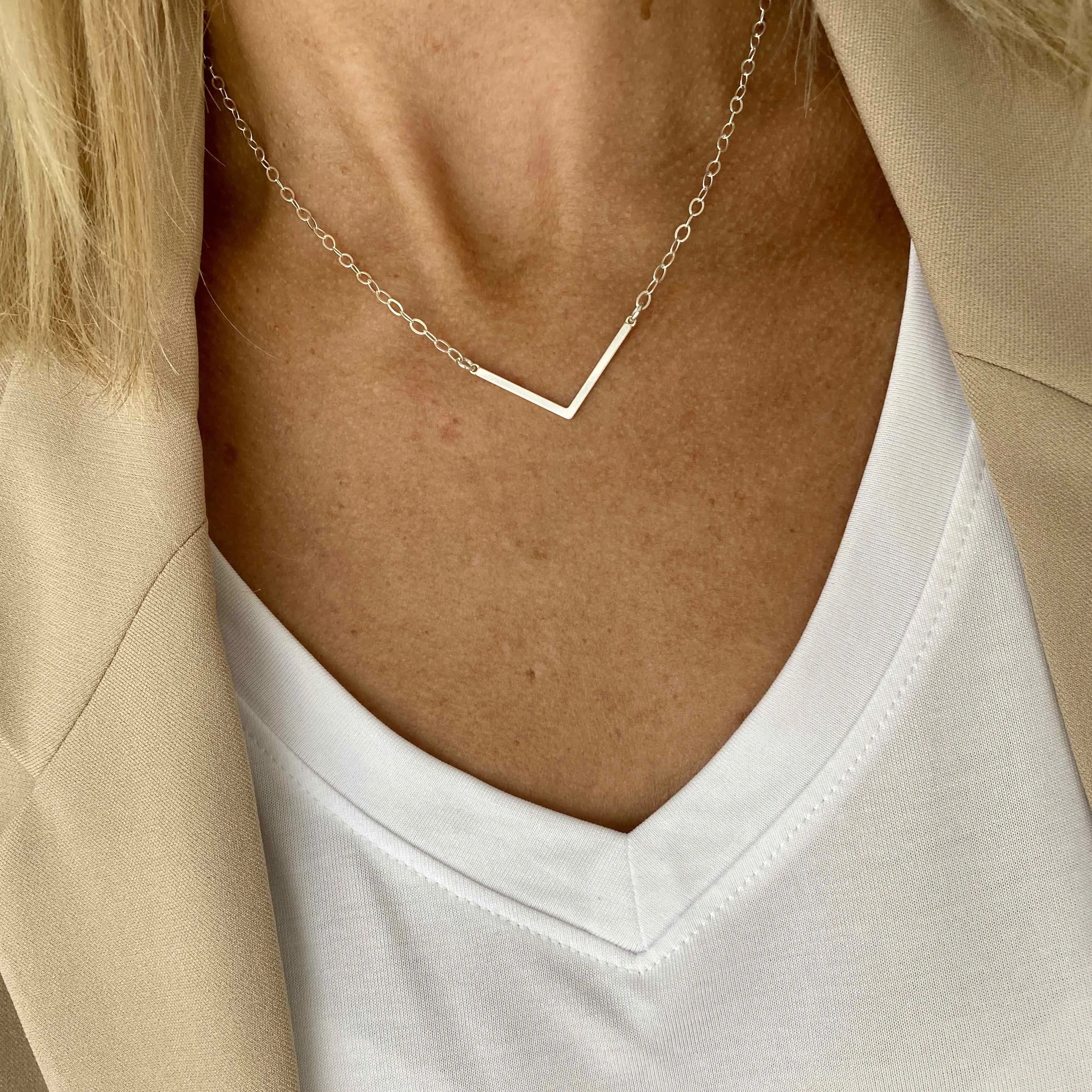 Silver Chevron Necklace