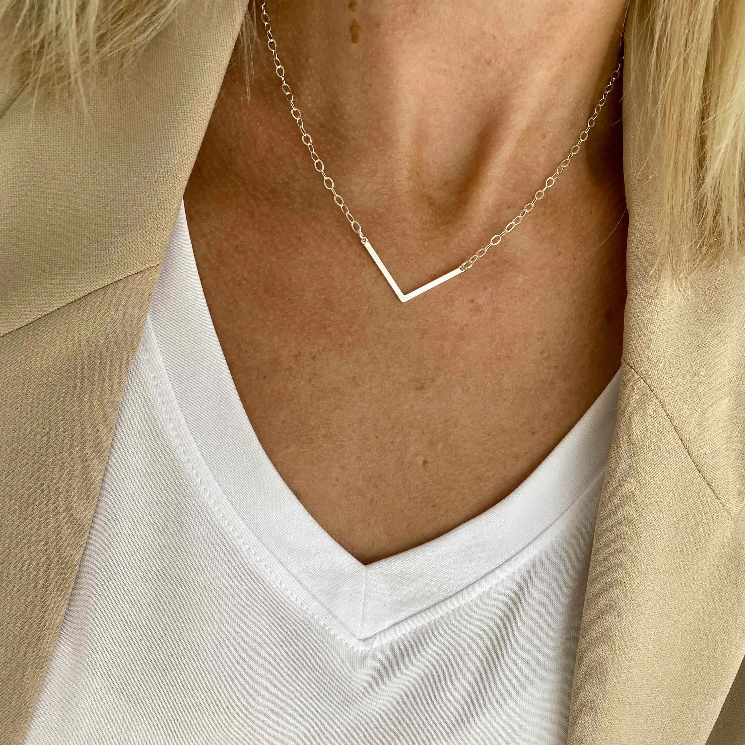 Silver Chevron Necklace