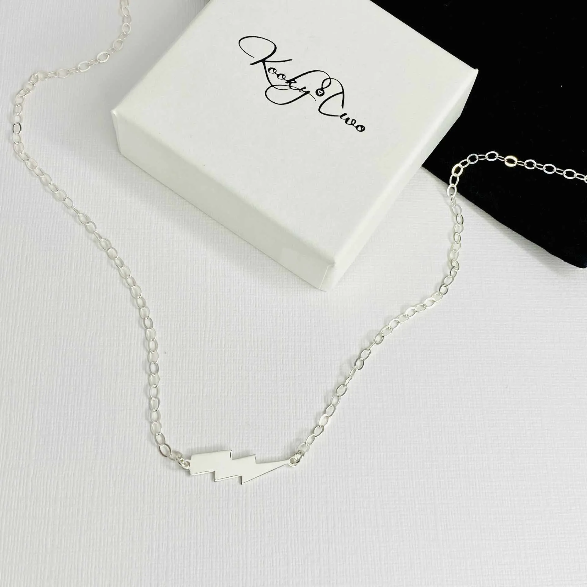 Silver Horizontal Lightning Bolt Necklace