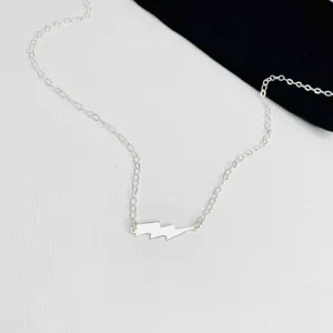 Silver Horizontal Lightning Bolt Necklace