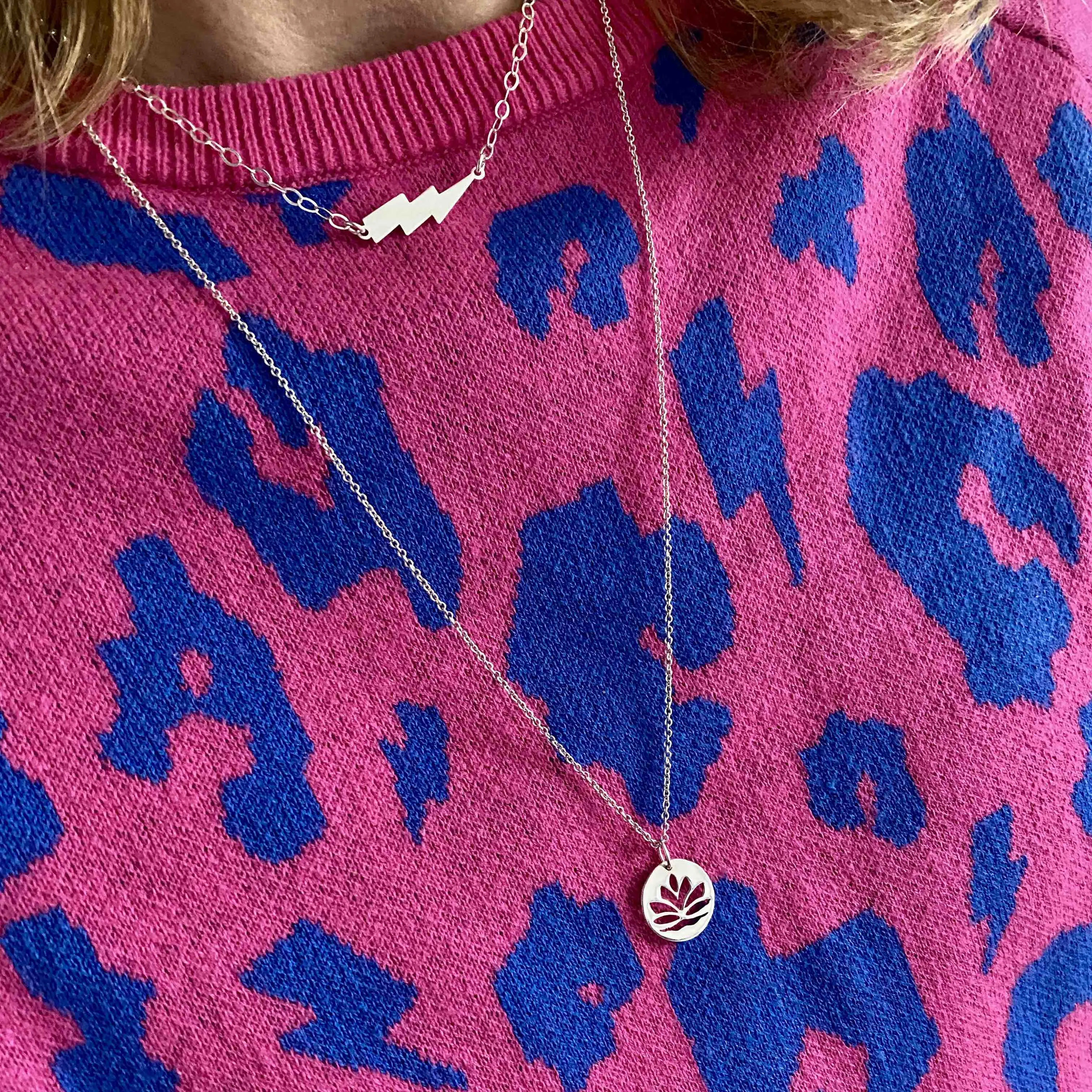 Silver Horizontal Lightning Bolt Necklace
