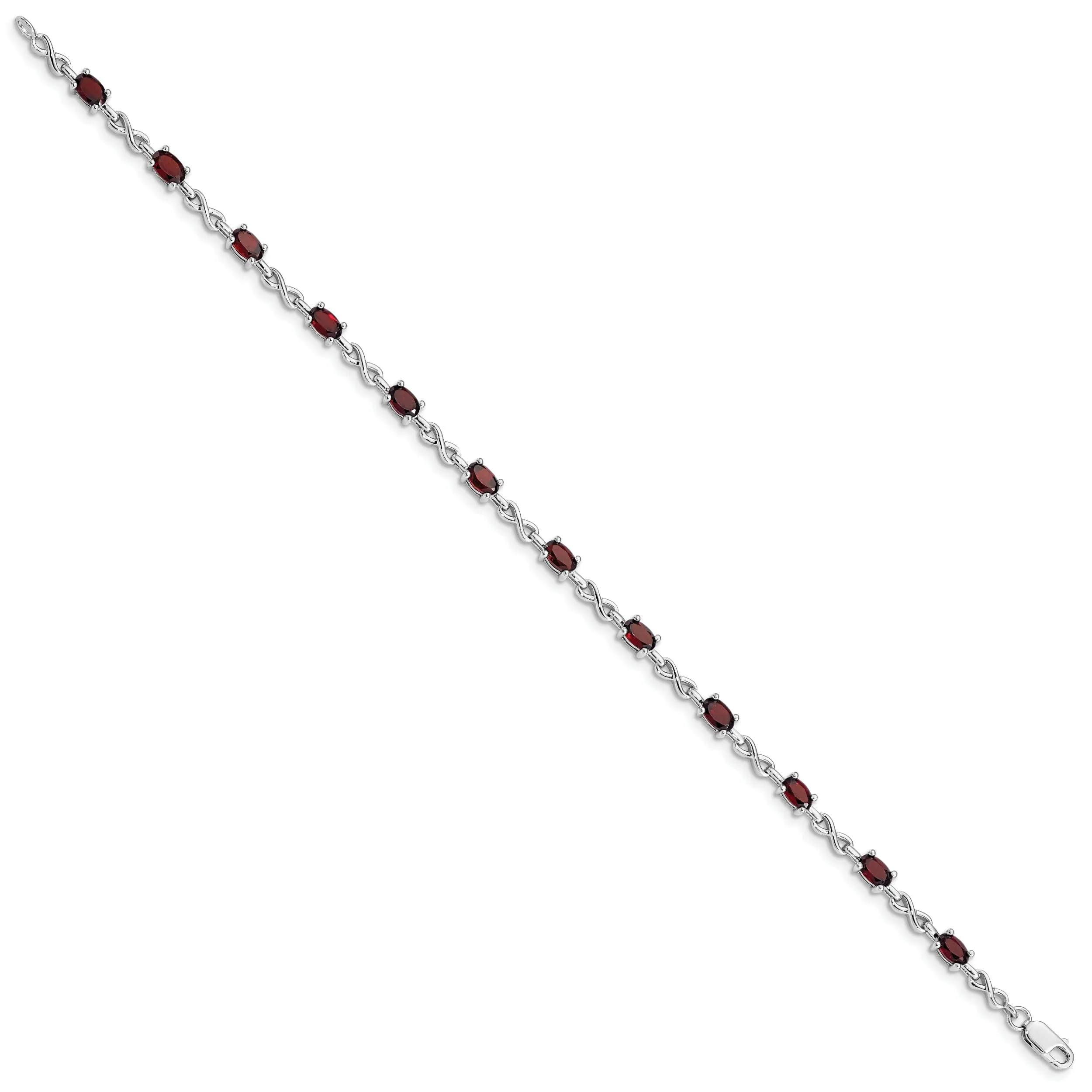 Silver Oval Stones Garnet Gemstone Bracelet
