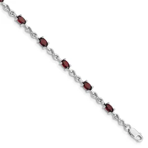 Silver Oval Stones Garnet Gemstone Bracelet