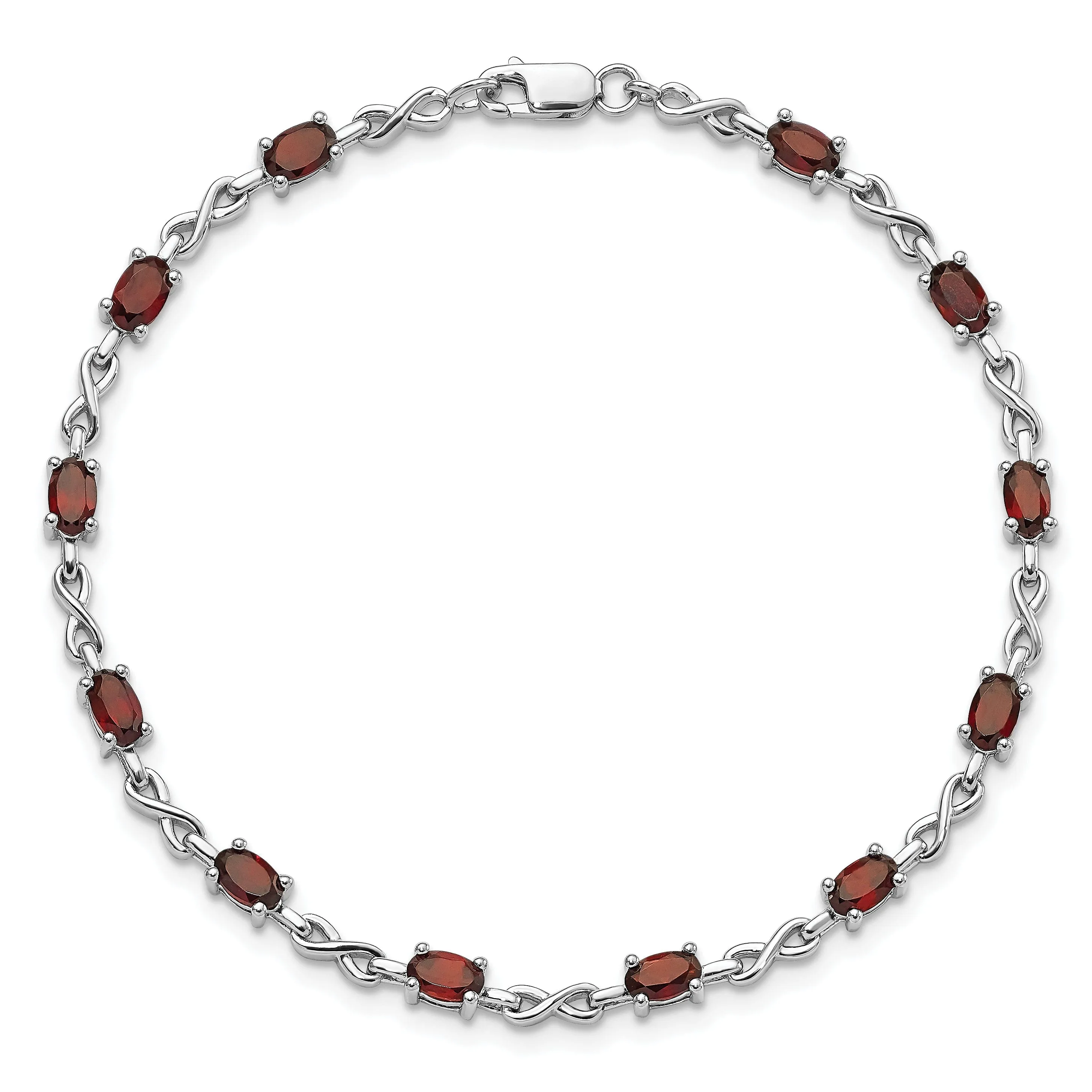 Silver Oval Stones Garnet Gemstone Bracelet